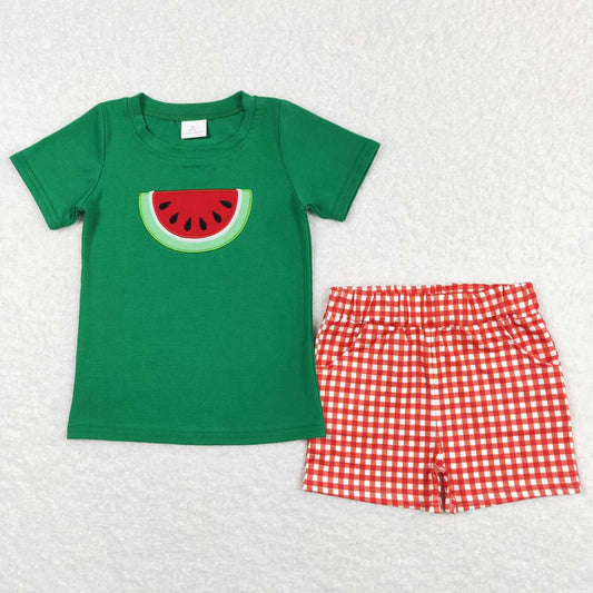 baby boy embroidery watermelon fruit outfit