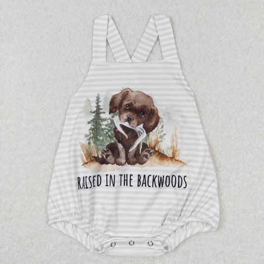raised in the backwoods boy hunting dog romper