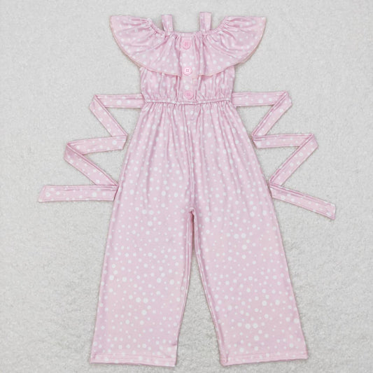 toddle girls pink dots sash jumpsuit