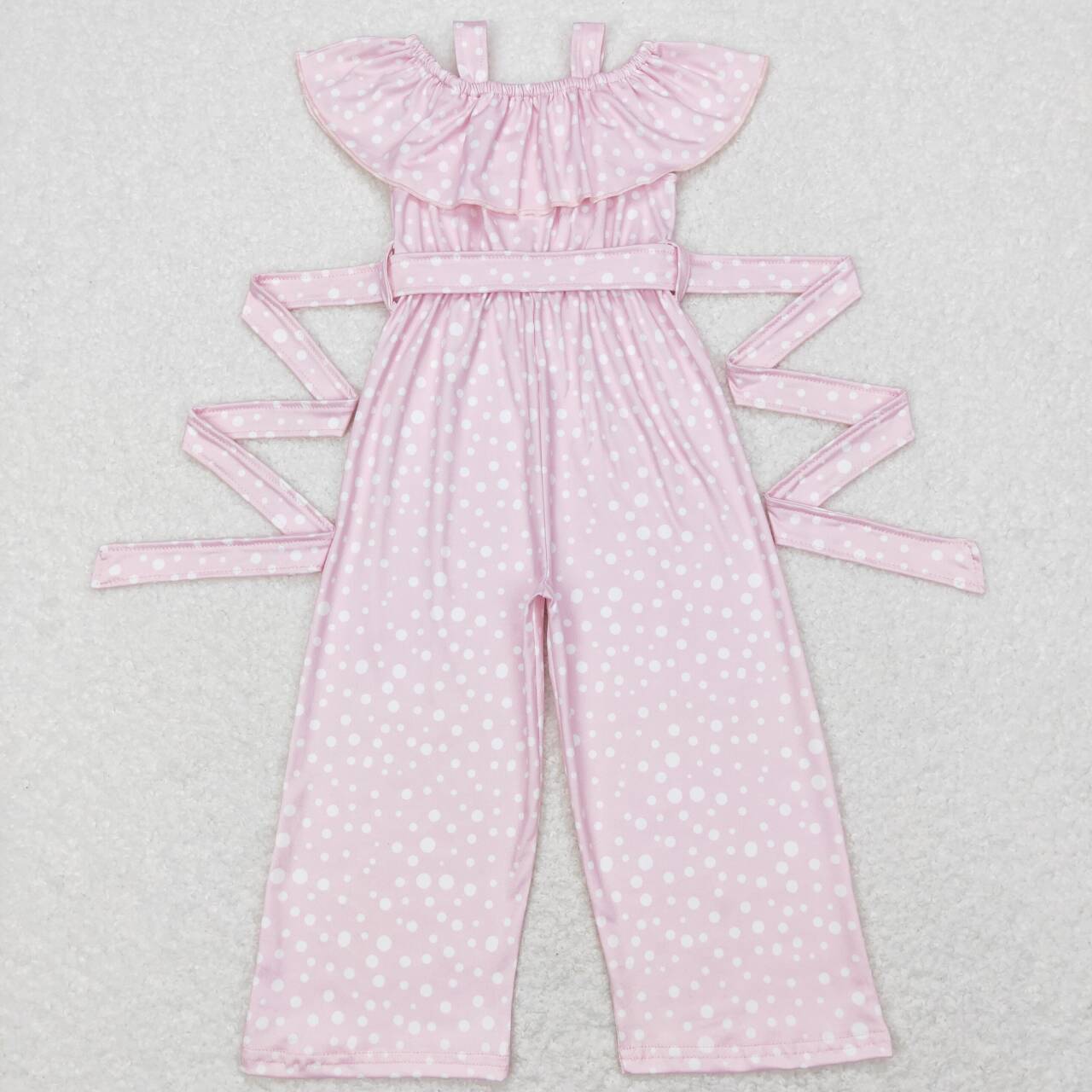 toddle girls pink dots sash jumpsuit