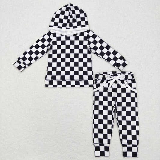 black checkered baby boy hoodie set
