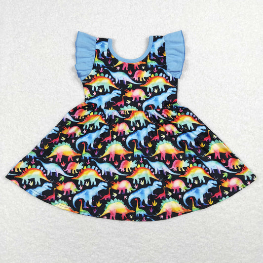 girls short sleeve dinosaur dress