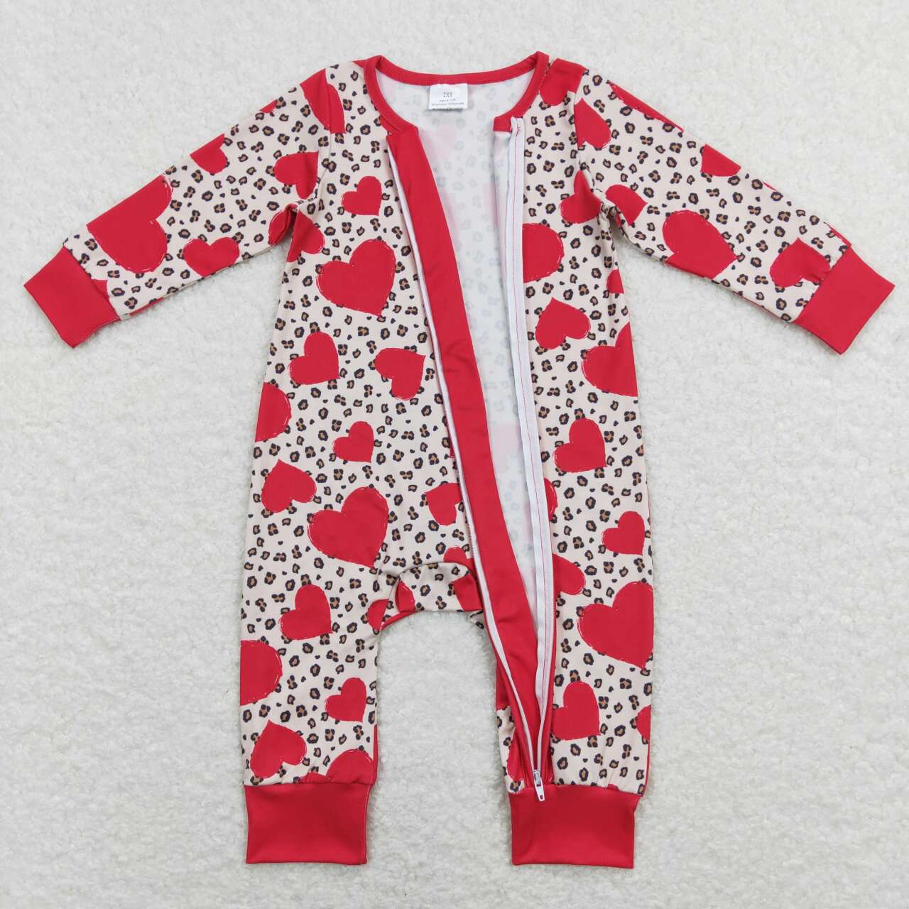 toddle girls leopard heart print Valentines day romper