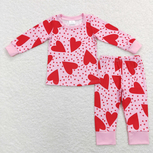 girls long sleeve Valentines day heart print outfit