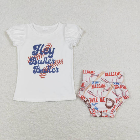 infant baby girls baseball bummies set