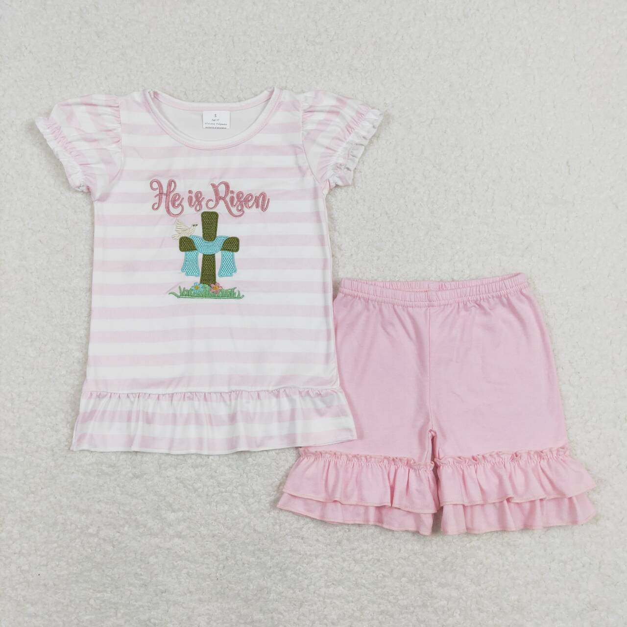 He is risen girls embroidery Easter outfit