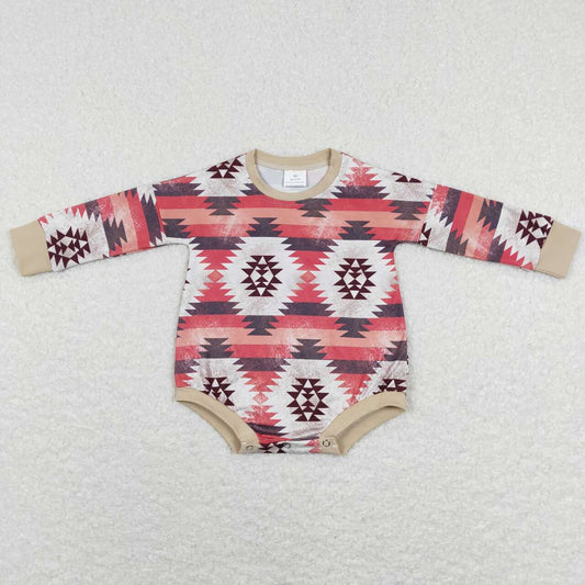 aztec western long sleeve baby romper