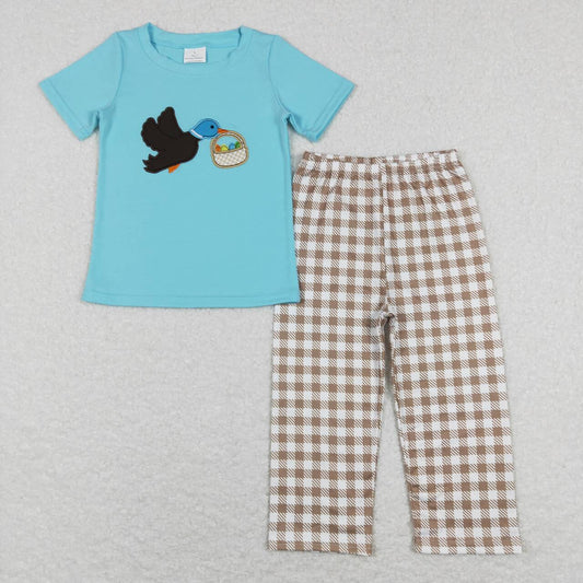 boy Easter embroidery mallard duck egg outfit