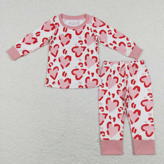 valentines heart print baby girls long sleeve outfit