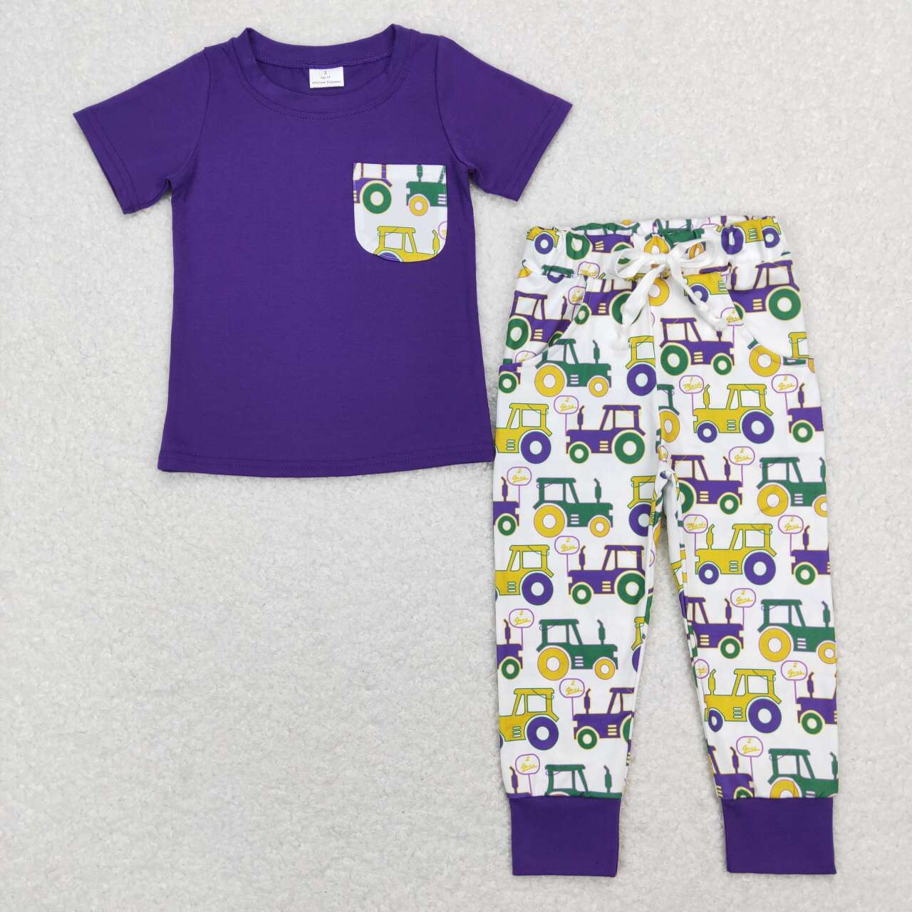 boy mardi gras puple jogger set