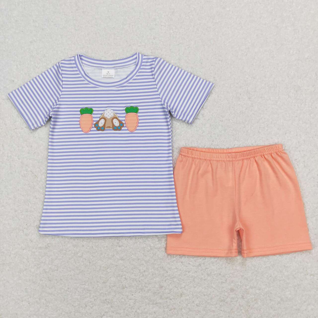 baby boy Easter embroidery bunny carrot  short set