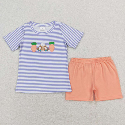 baby boy Easter embroidery bunny carrot  short set