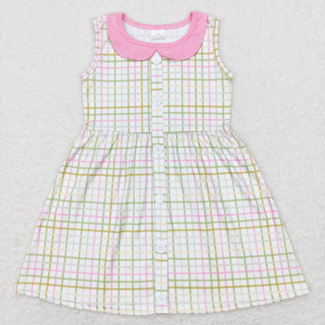 green pink yellow gingham easter dress