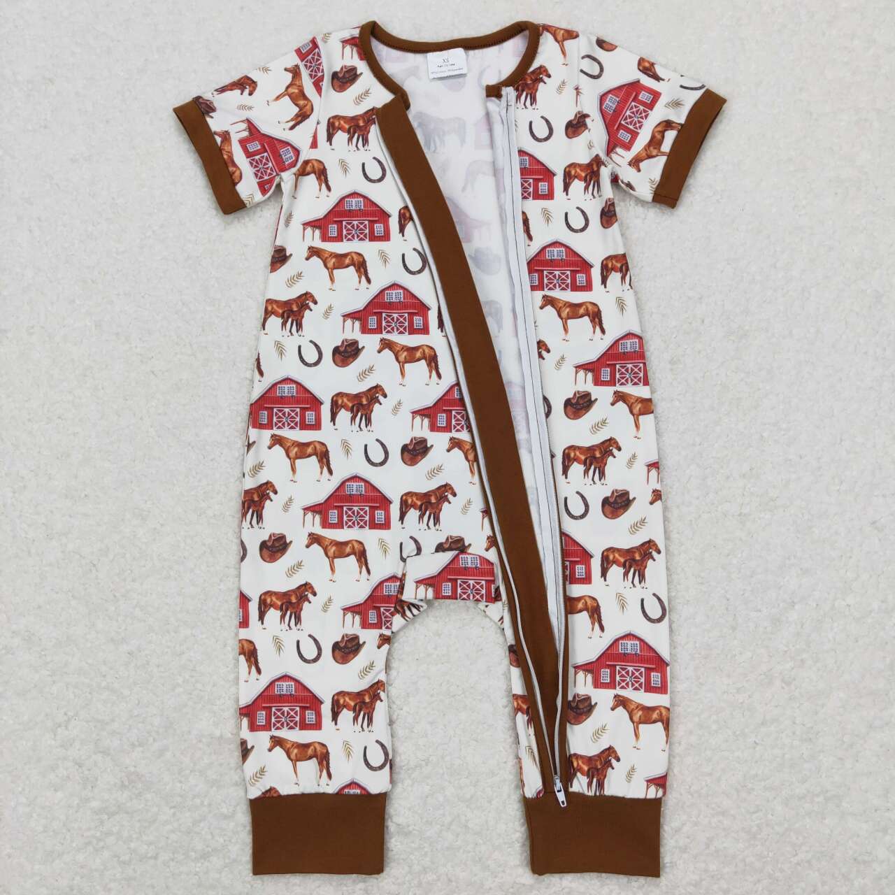 western farm house horse animal romper