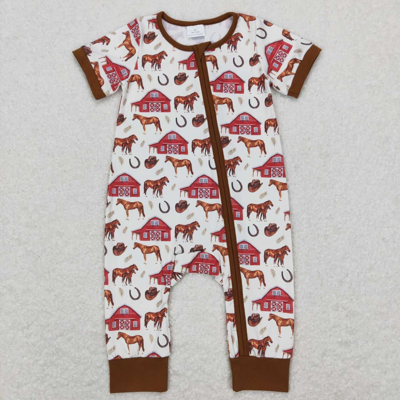 western farm house horse animal romper