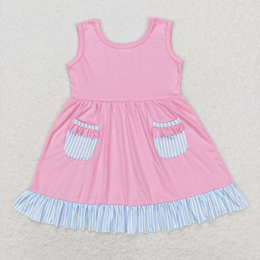 baby girls solid pink pocket dress