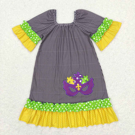 baby girls Mardi Gras embroidery dress