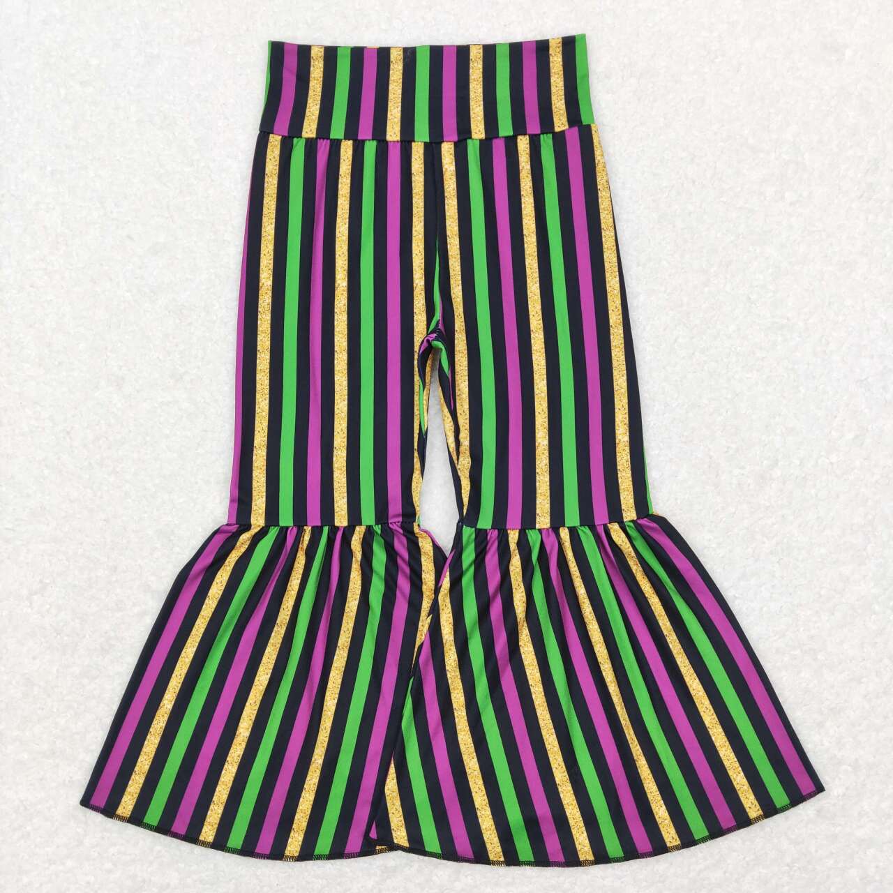 Mardi Gras yellow purple green bell bottoms