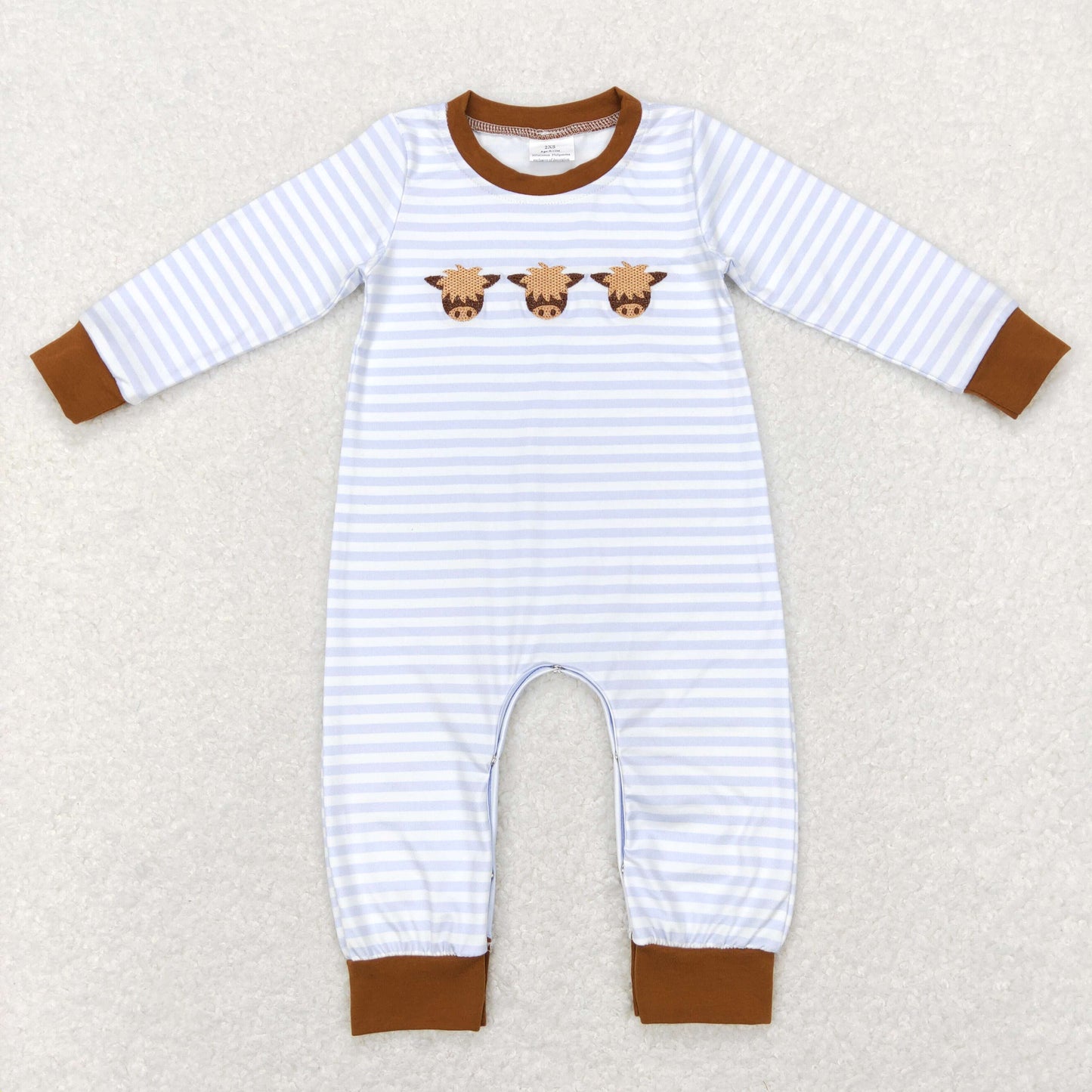boy long sleeve embroidery cow romper