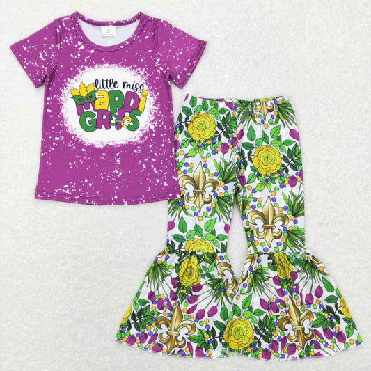 Little miss mardi gras purple bell bottoms outfit