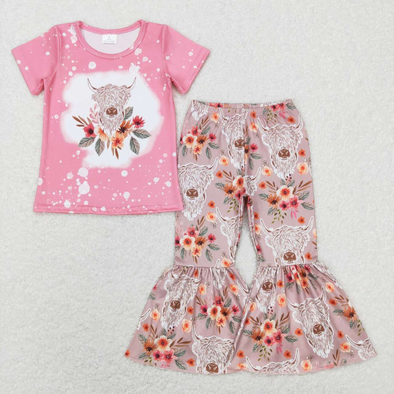 Highland cow floral boutique clothing set