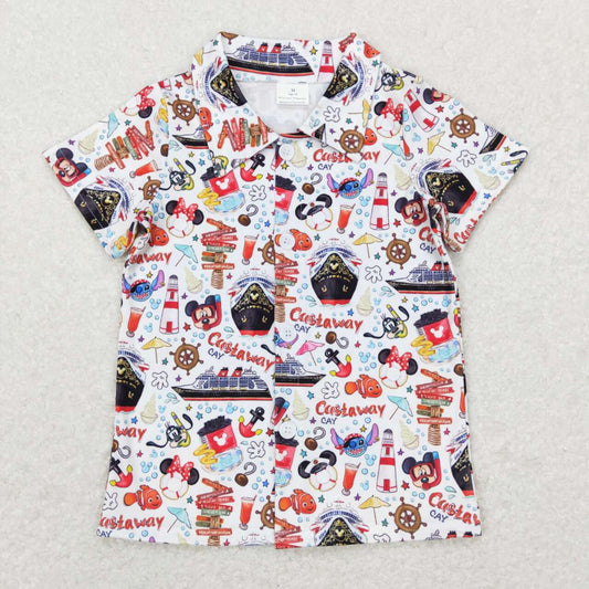 baby girls cartoon button down t-shirt