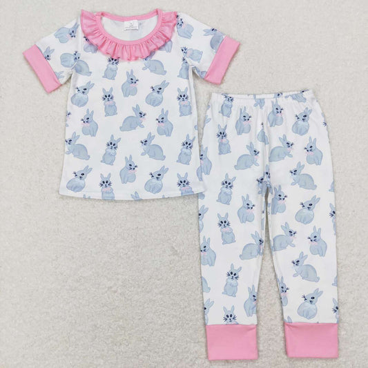 Easter bunny baby girl short sleeve outfit