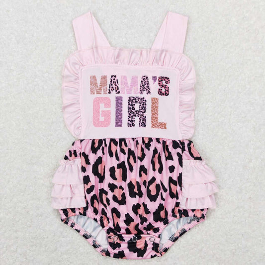 Mamas girl mothers day leopard bubble romper
