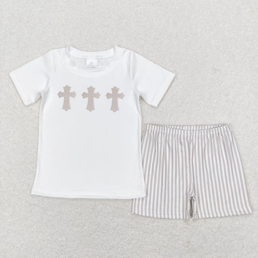 Easter cross baby boy short sleeve outfit