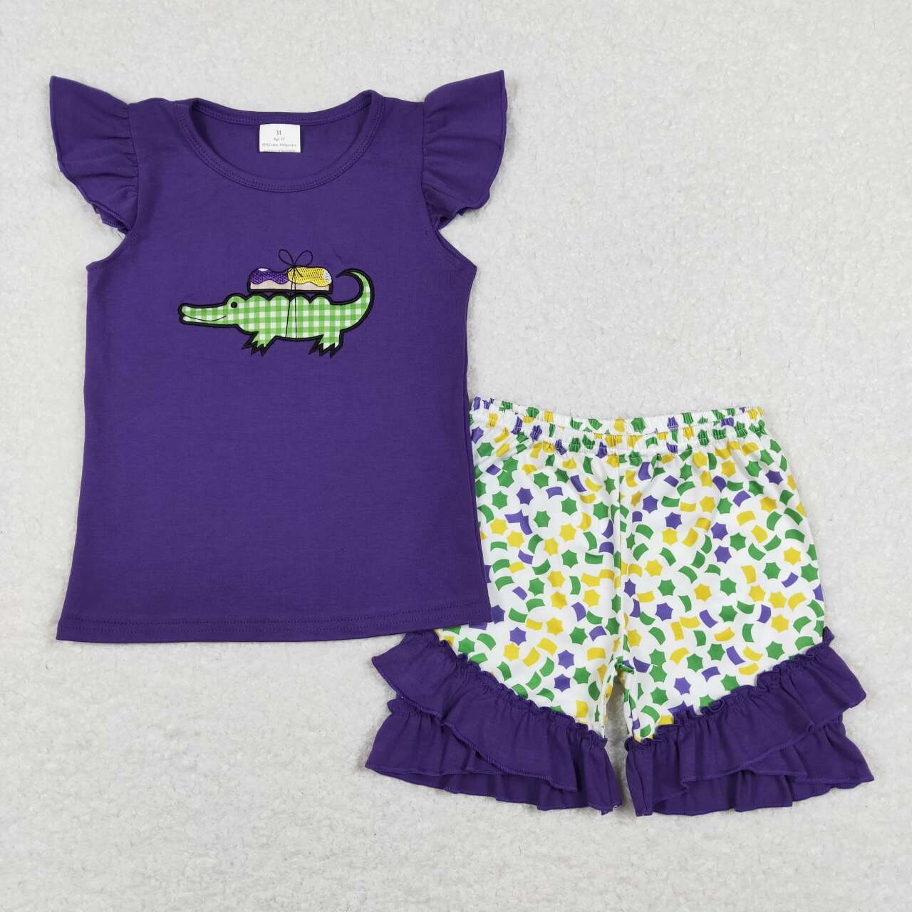 baby girls mardi gras crocodile clothing set