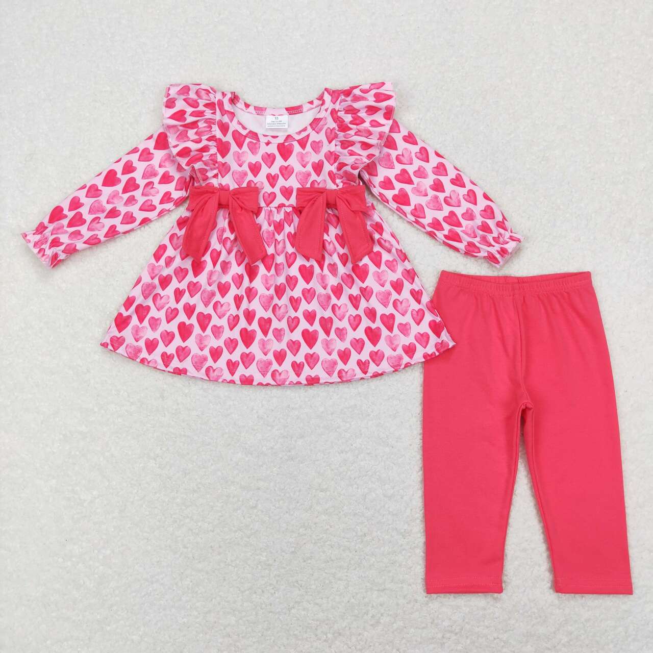 pink heart valentines days clothing set