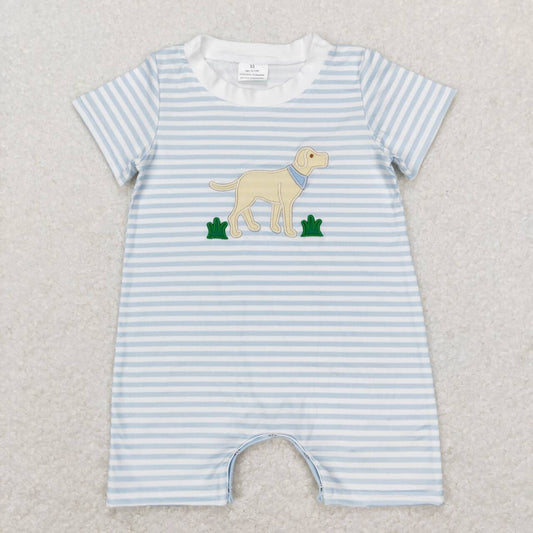 baby boy embrodiery dog hunting romper