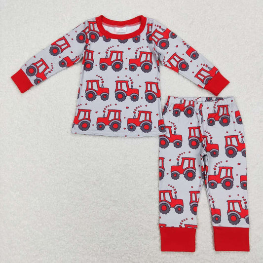 boy long sleeve valentines day heart tractor outfit