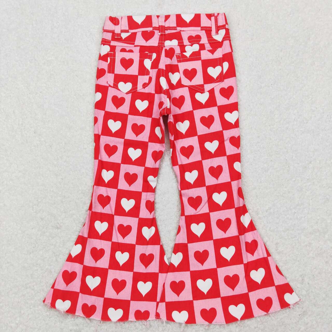 Valentines day heart print jeans bell bottoms