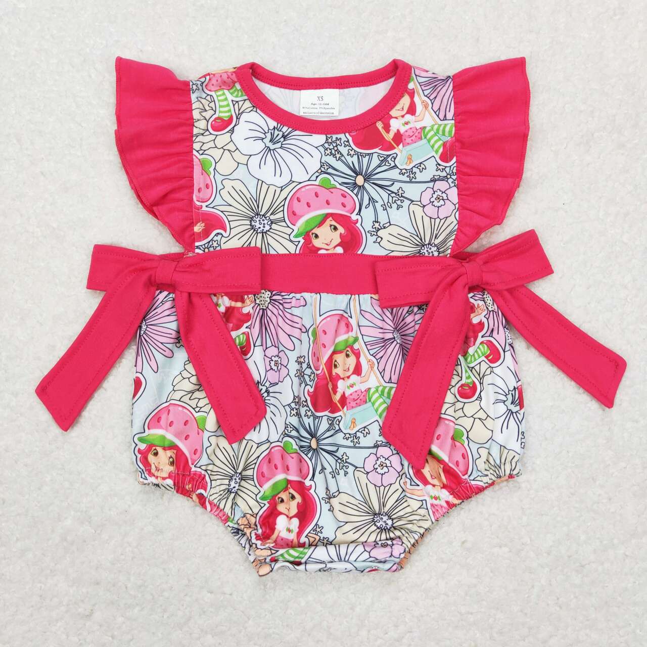 strawberry girls bubble romper