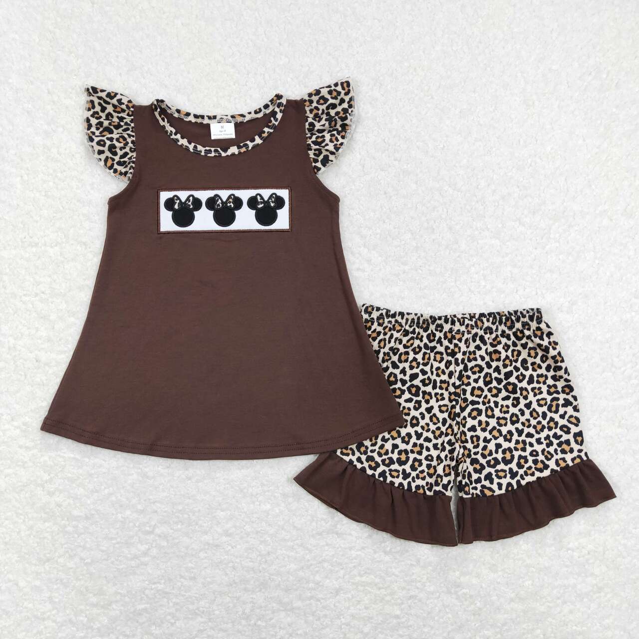 girls cartoon brown short sleeve outfit