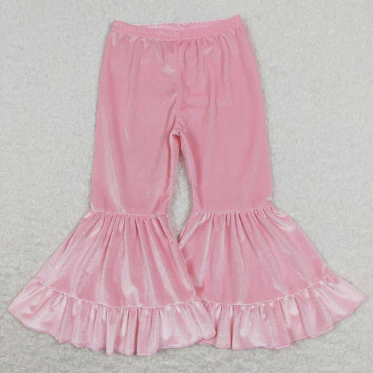 baby girls pink soft velvet bell bottoms