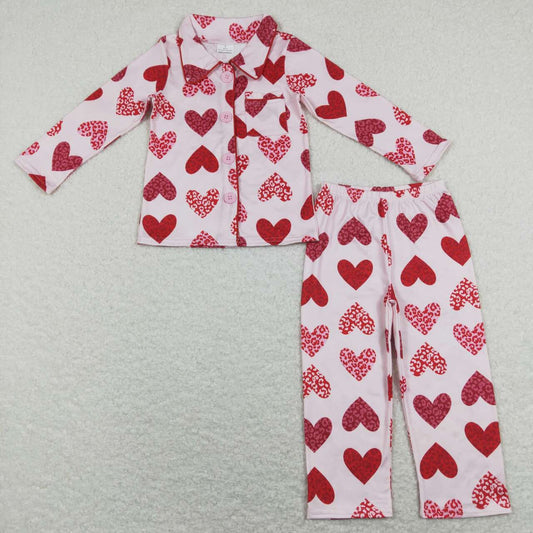 baby girl red heart valentines pink pajama set