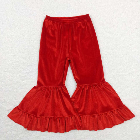 baby girls red soft velvet bell bottoms