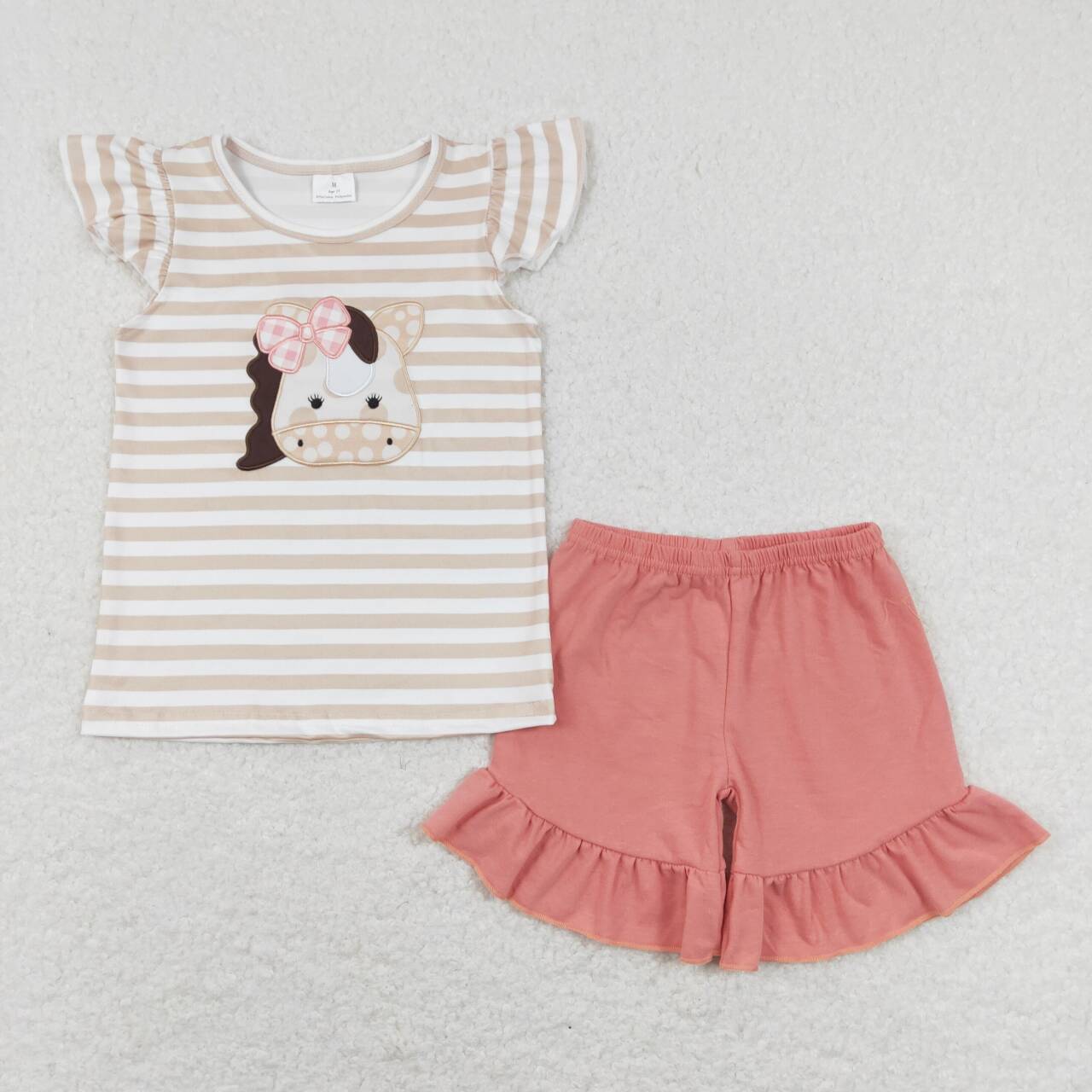 girls farm cow short sleeve outfit