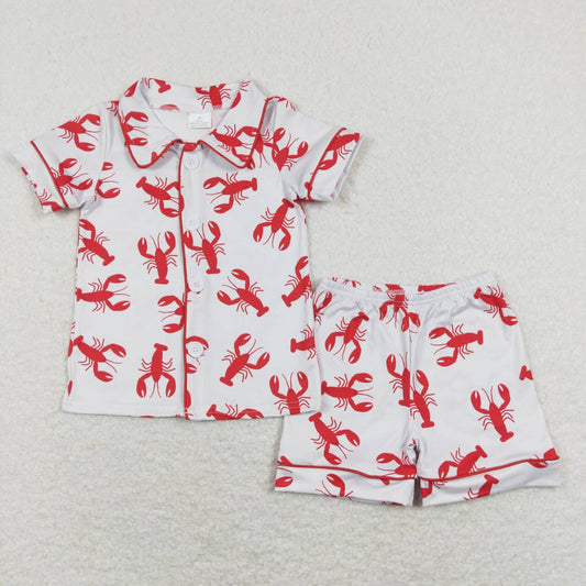 crawfish button down short sleeve pajama set