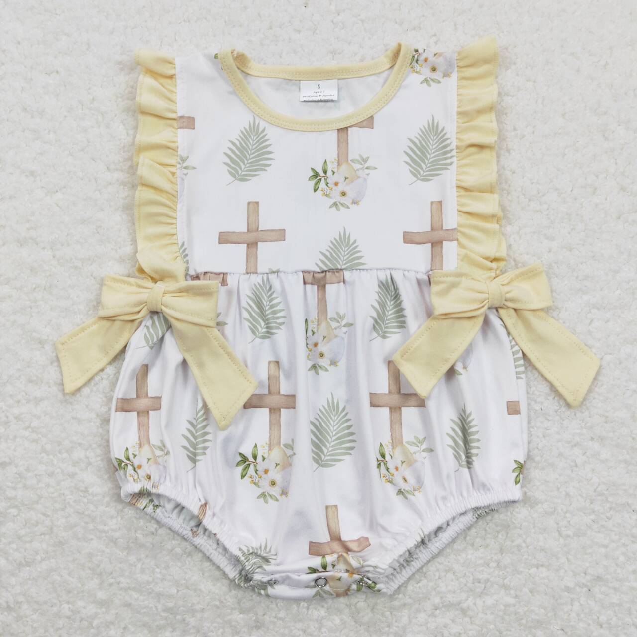 toddle girls cross print Easter romper