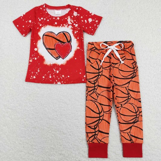 boy basketball heart clothing set