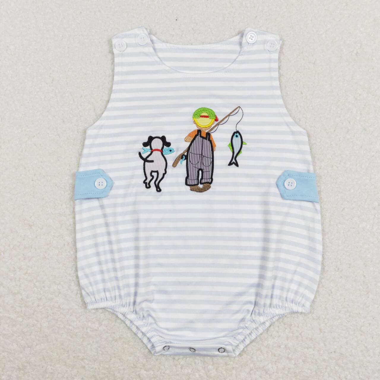 toddle boy embroidery dog fishing hunting romper