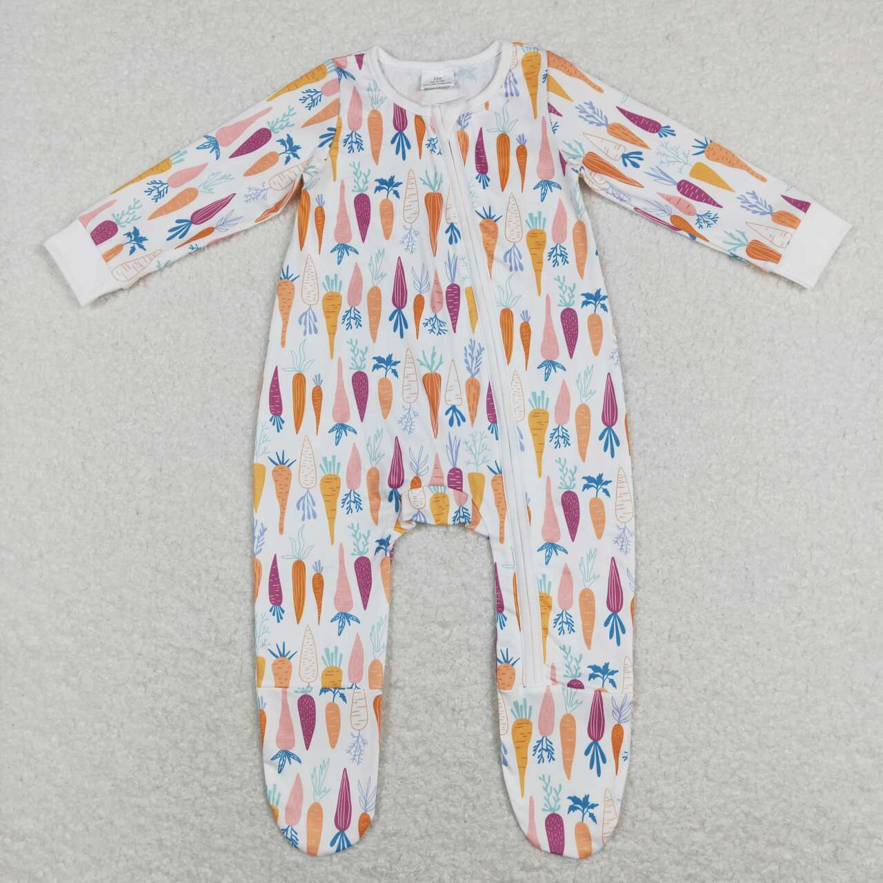 toddle baby long sleeve easter carrot footie romper