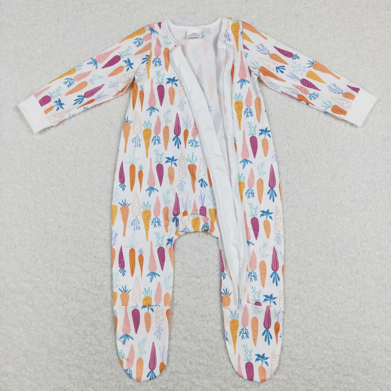 toddle baby long sleeve easter carrot footie romper
