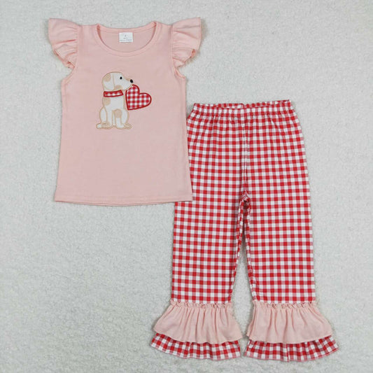 valentines heart dog 2pcs outfit