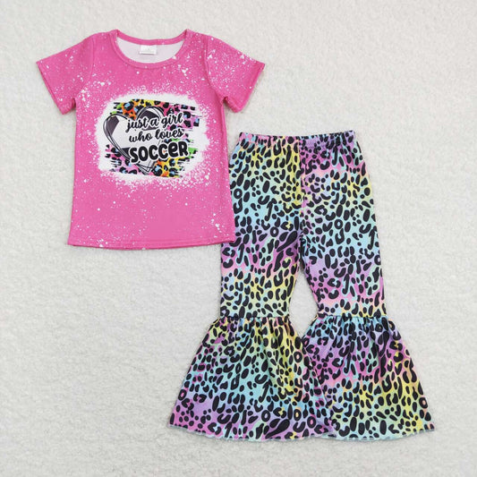 just a girl who loves soccer shirt leopard bell bottoms outfit