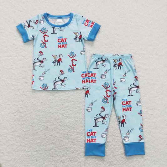 baby boy blue cartoon cat dr clothing set