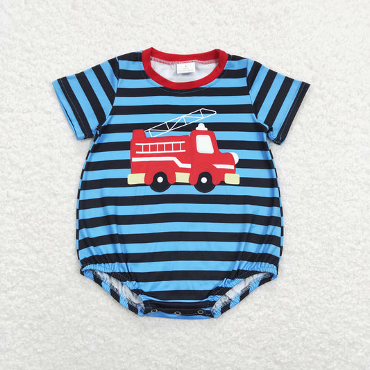 baby boy fire fighting truck romper